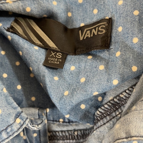 VANS XS Polka Dot Denim Button Down Shirt - Picture 4 of 4